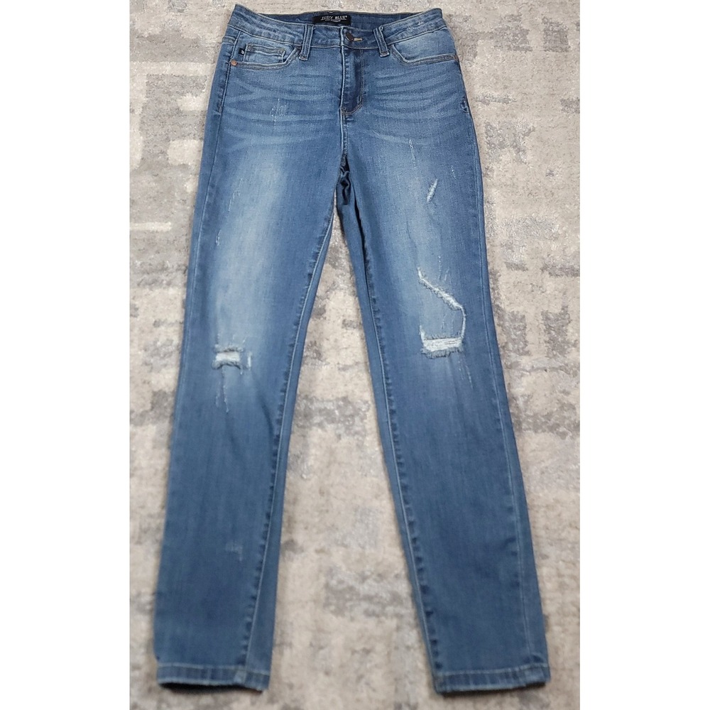 Judy‎ Blue Women's Blue Skinny Fit Mid-Rise Tapered Leg Stretch Jeans Sz 29x26